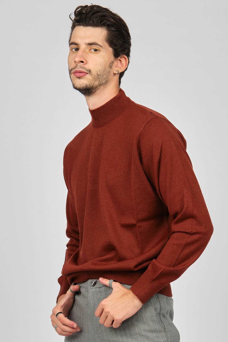 Pave Erkek Yarım Balıkçı Yaka Yün Kazak 4530014 Kiremit Kiremit