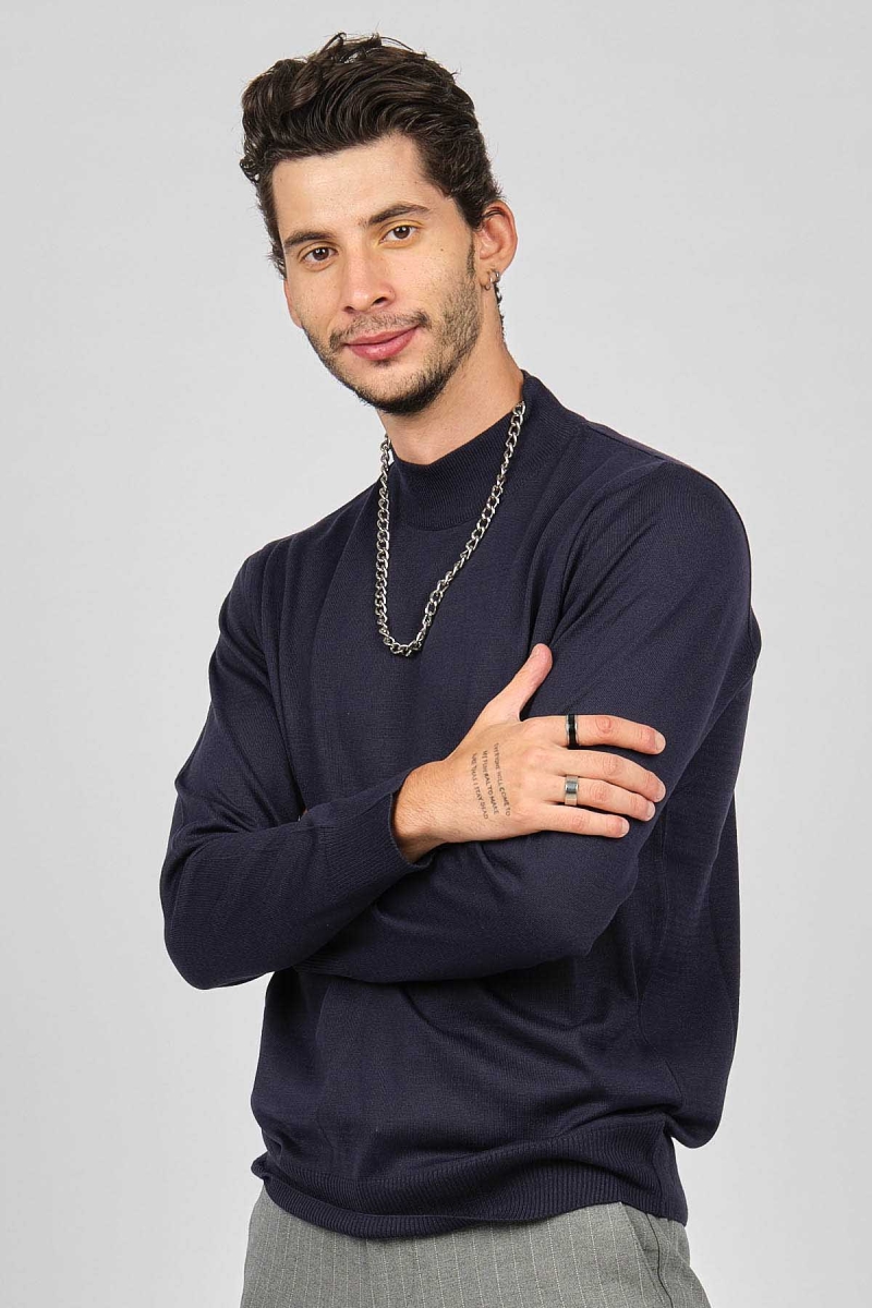 Pave Erkek Yarım Balıkçı Yaka Yün Kazak 4530014 Lacivert Lacivert