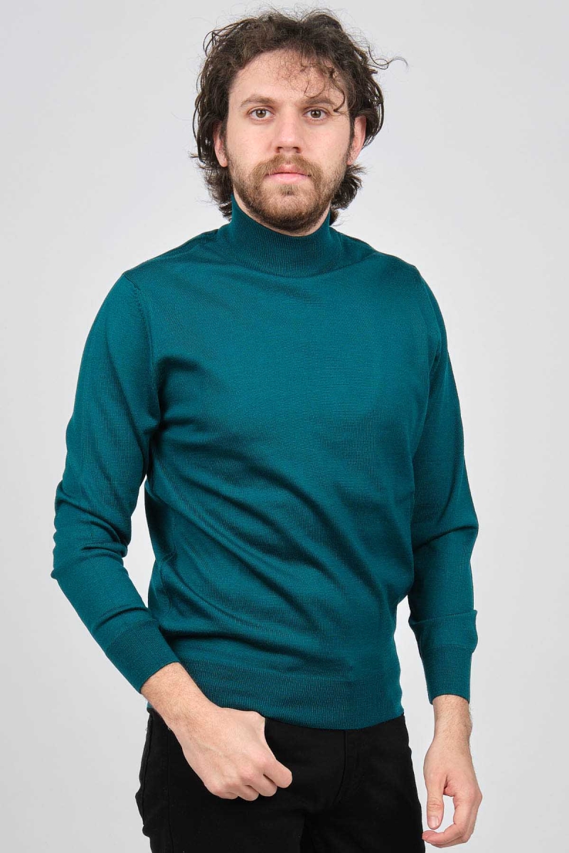 Pave Erkek Yarım Balıkçı Yaka Yün Kazak 4536000 Açık Petrol AÇIK PETROL