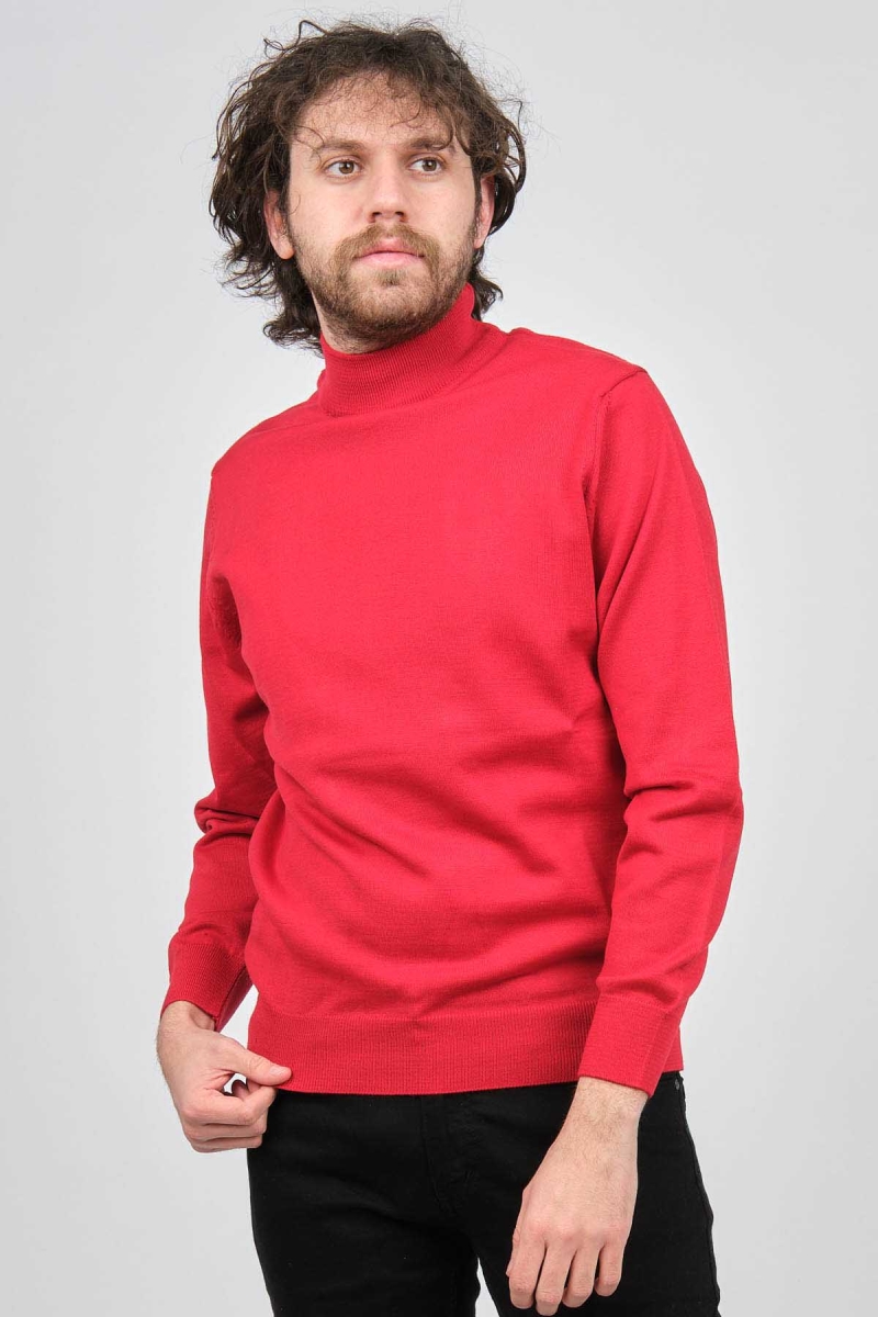 Pave Erkek Yarım Balıkçı Yaka Yün Kazak 4536000 Kırmızı Kırmızı