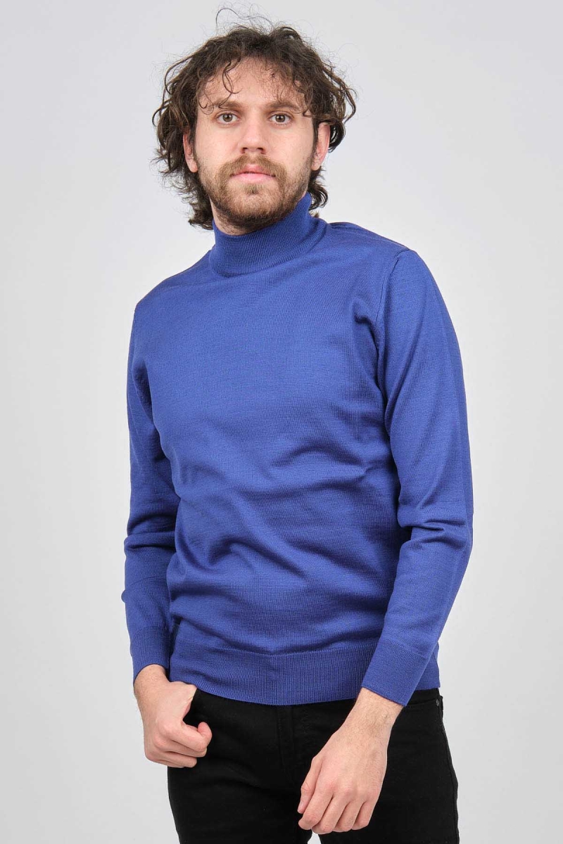 Pave Erkek Yarım Balıkçı Yaka Yün Kazak 4536000 Saks Saks