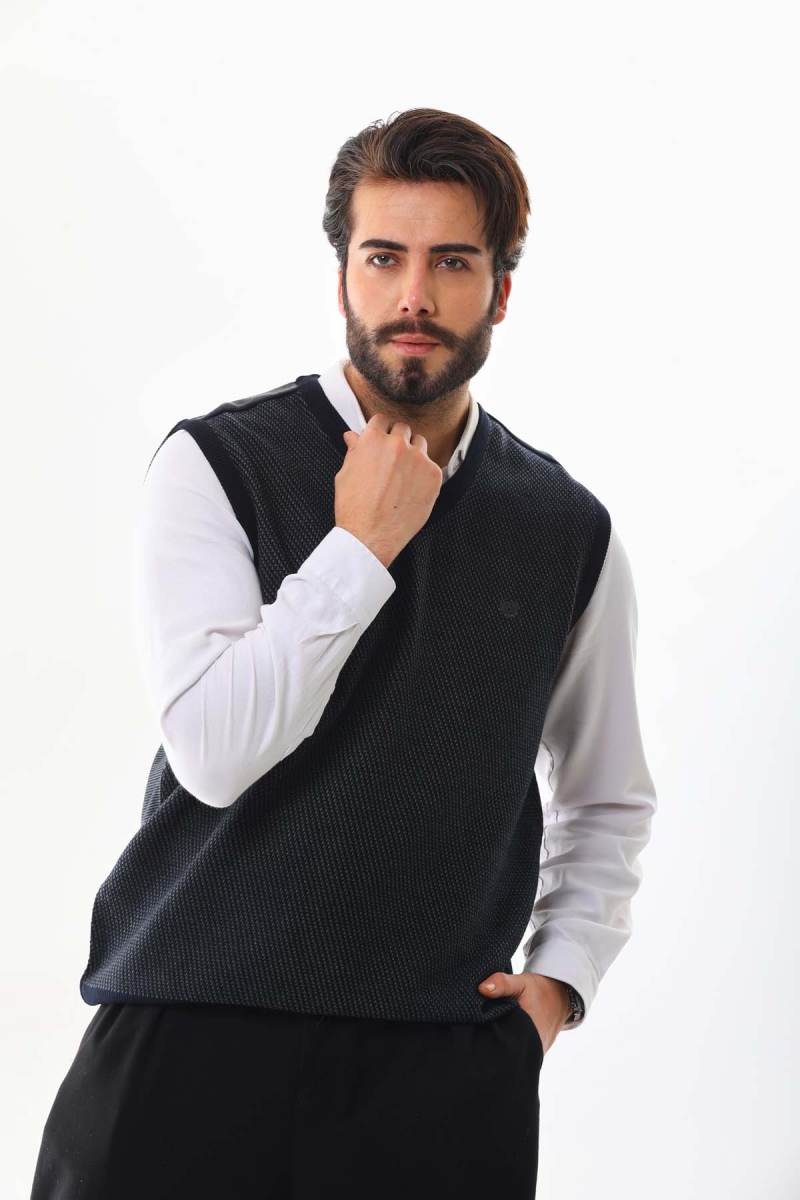 Pelikan Erkek V Yaka Desenli Süveter 7612 Füme Füme
