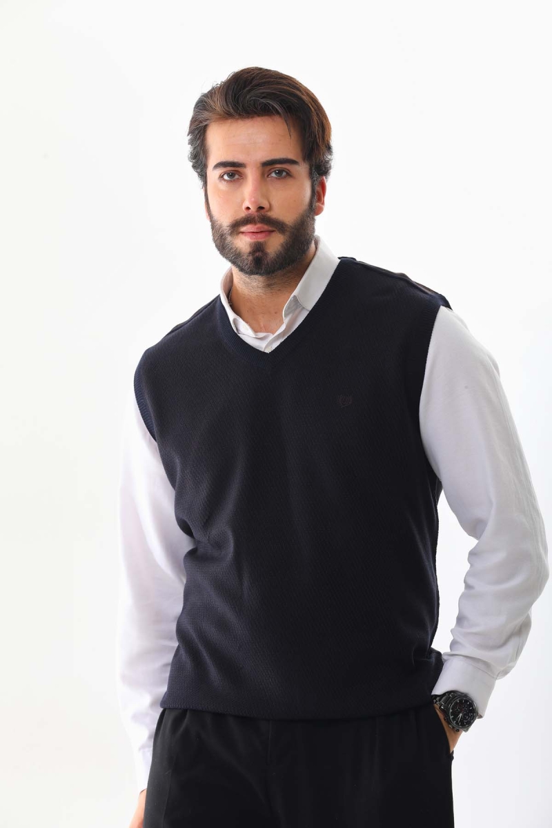 Pelikan Erkek V Yaka Desenli Süveter 7612 Lacivert Lacivert