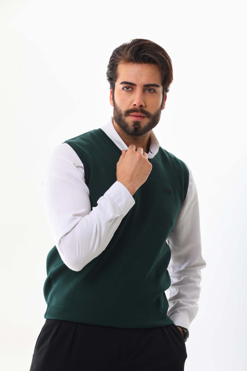 Pelikan Erkek V Yaka Süveter 5610 Yeşil Yeşil