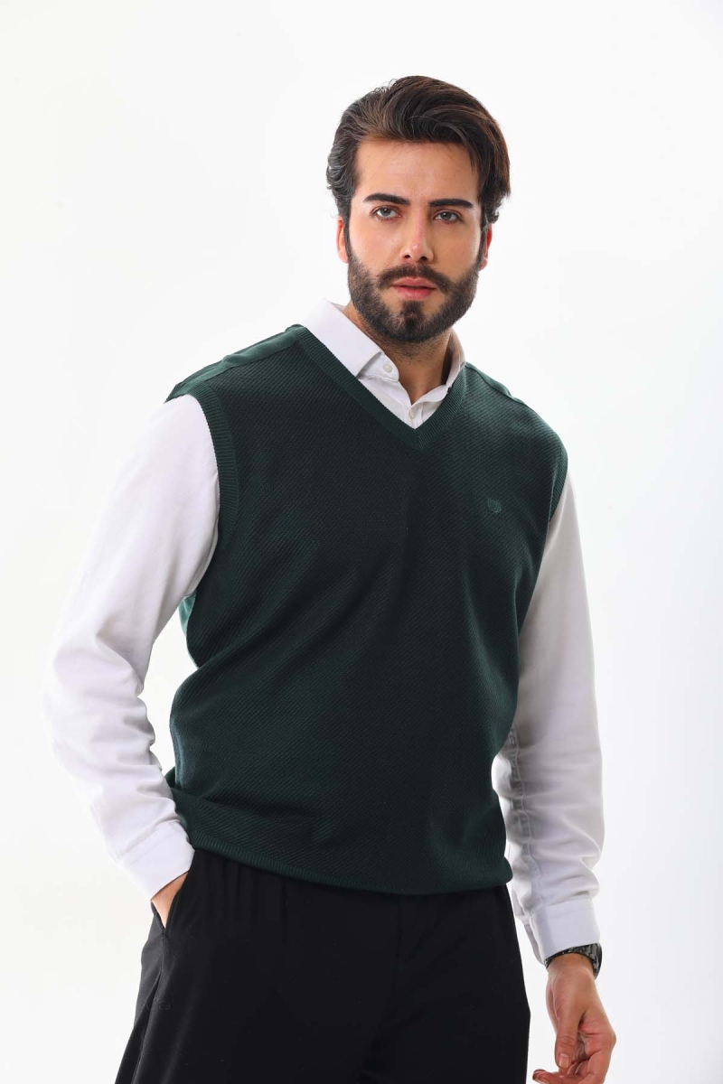 Pelikan Erkek V Yaka Süveter 9617 Yeşil Yeşil