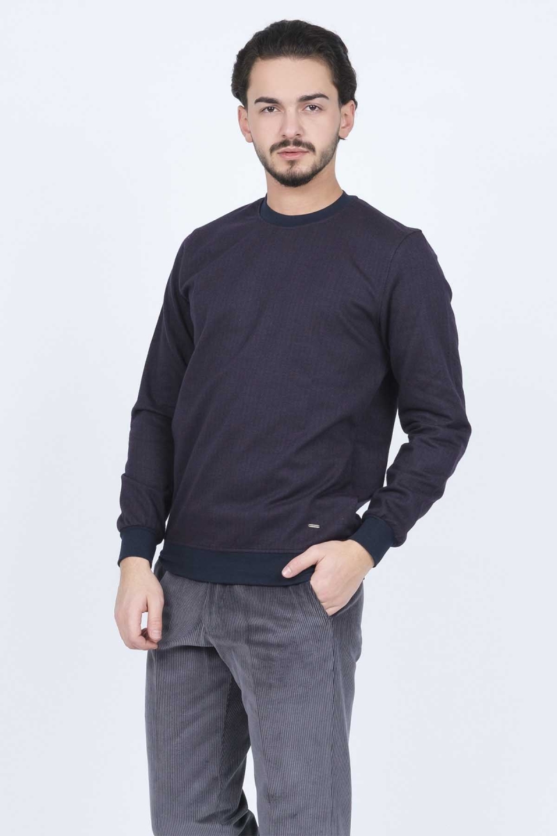 Raymons Erkek Desenli Bisiklet Yaka Triko Sweat 6782270 Bordo Bordo