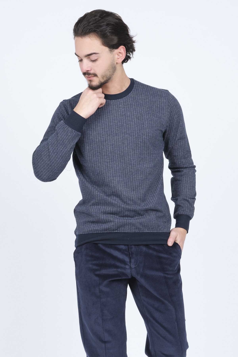 Raymons Erkek Desenli Bisiklet Yaka Triko Sweat 6782270 Lacivert Lacivert