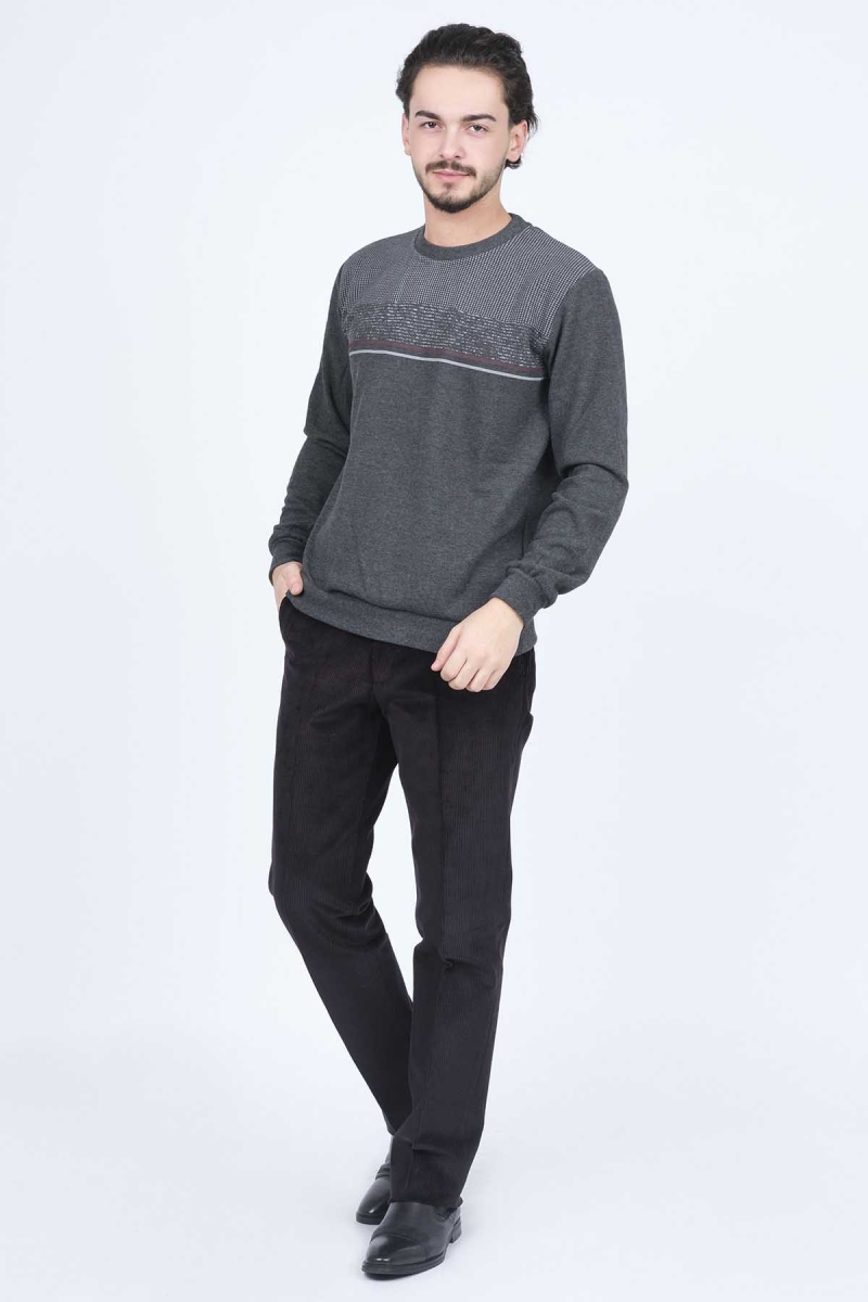 Rey Polo Erkek Bisiklet Yaka Triko Sweat 6743616 Füme Füme