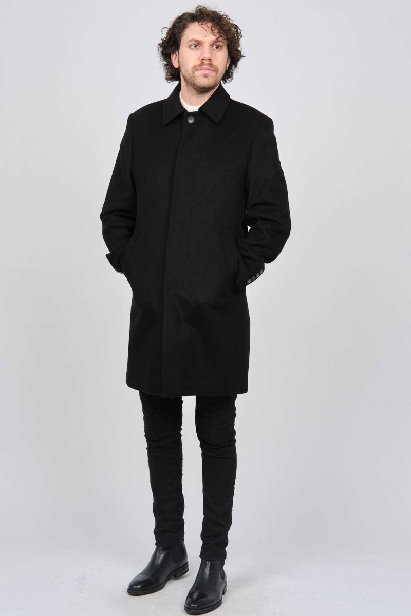 Scope Erkek Düğmeli Yaka Yün Kaban 5141001 Siyah Siyah