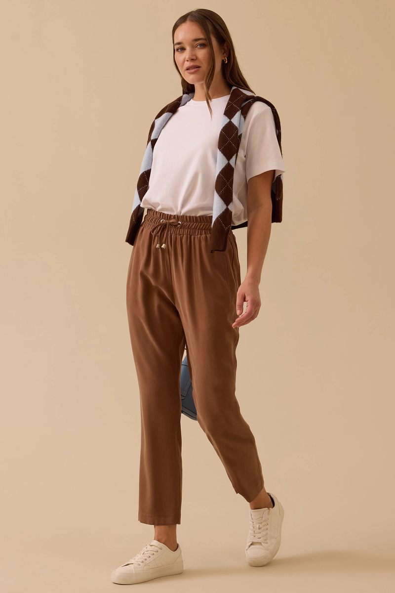 Seçil Kadın Bilek Boy Bağcıklı Pantolon 1023 Kahverengi Kahverengi