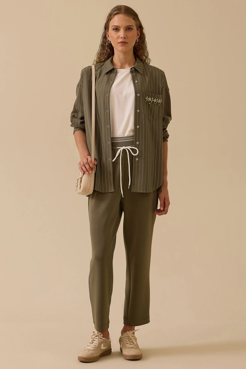 Seçil Kadın Elastik Bel Cepli Pantolon 0031 Haki Haki