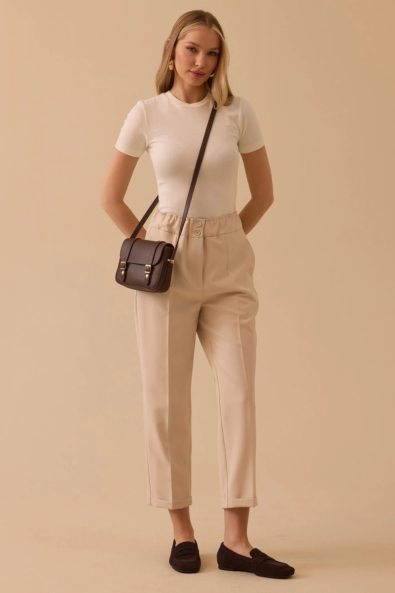 Seçil Kadın Lena Havuç Kesim Bilek Boy Pantolon 0034 Bej Bej