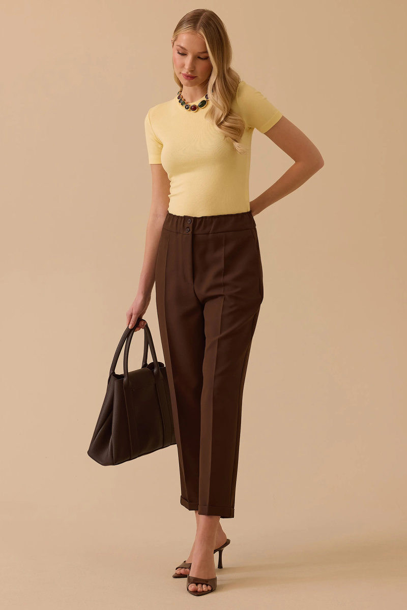 Seçil Kadın Lena Havuç Kesim Bilek Boy Pantolon 0034 Kahverengi Kahverengi