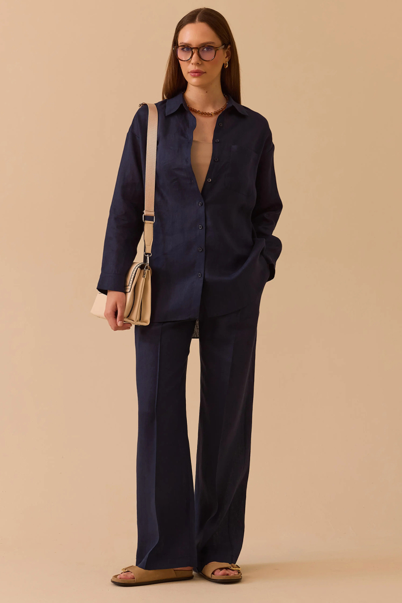 Seçil Kadın Oversize Kesim Gömlek 0036 Lacivert Lacivert