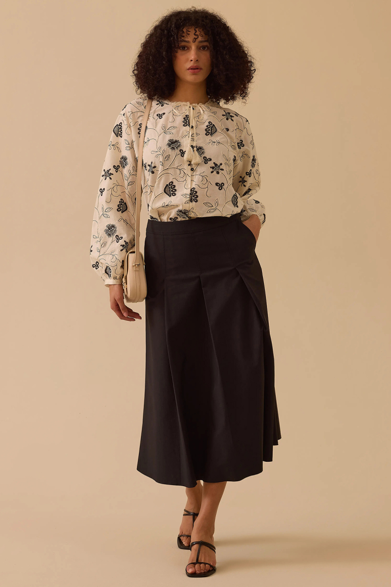 Seçil Kadın Pile Detaylı Cepli Etek 0009 Siyah Siyah