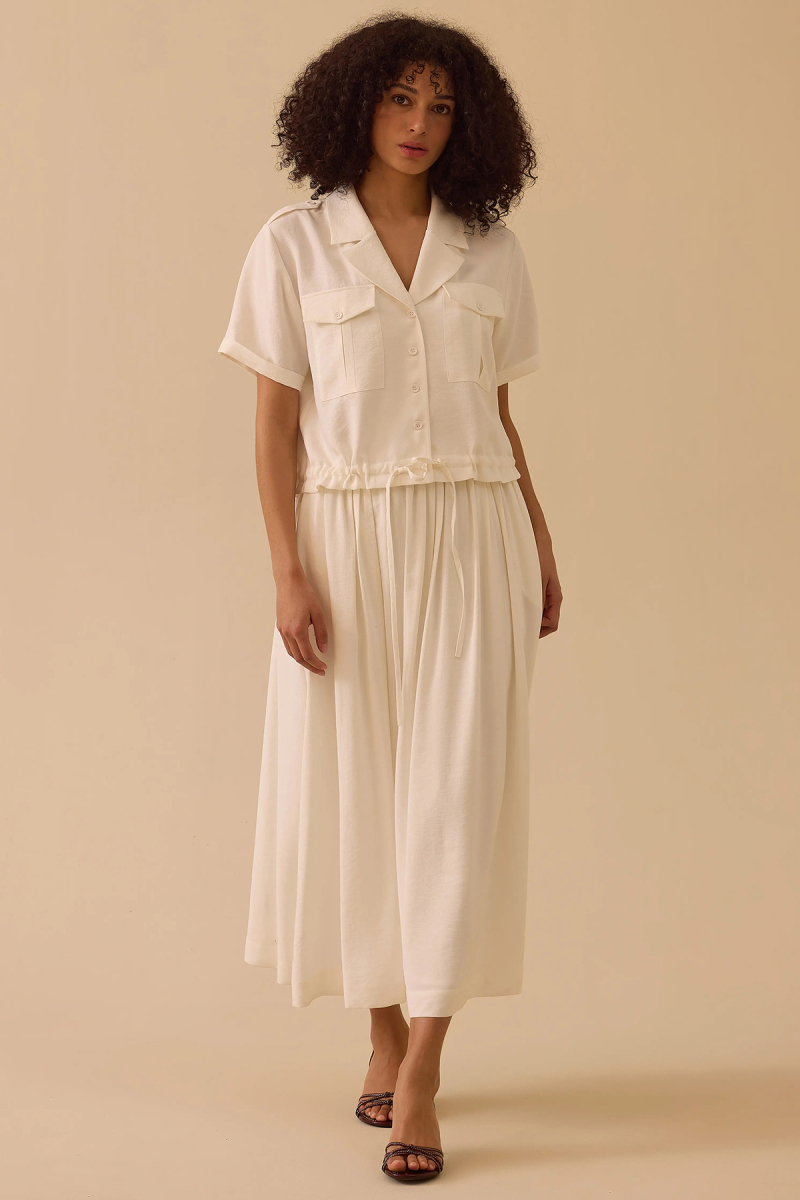 Seçil Kadın Pileli Uzun Etek 0015 Ekru Ekru