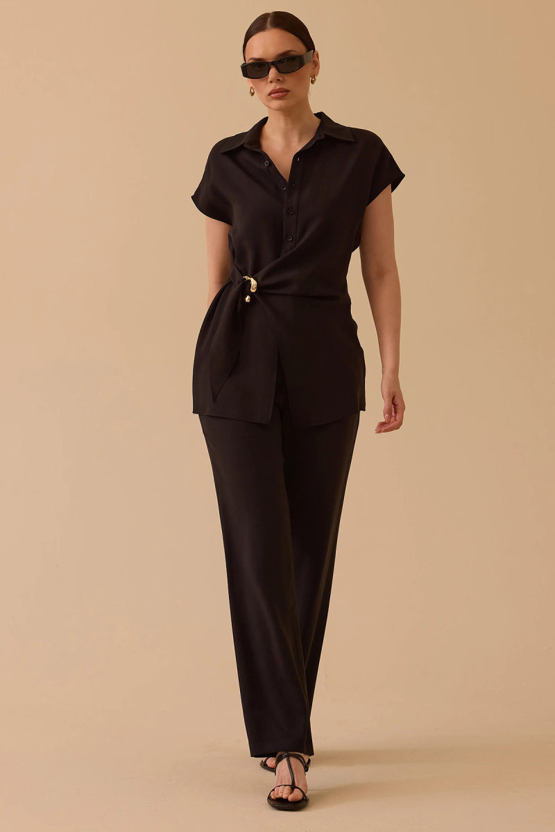 Seçil Kadın Yüksek Bel Tam Boy Pantolon 0005 Siyah Siyah