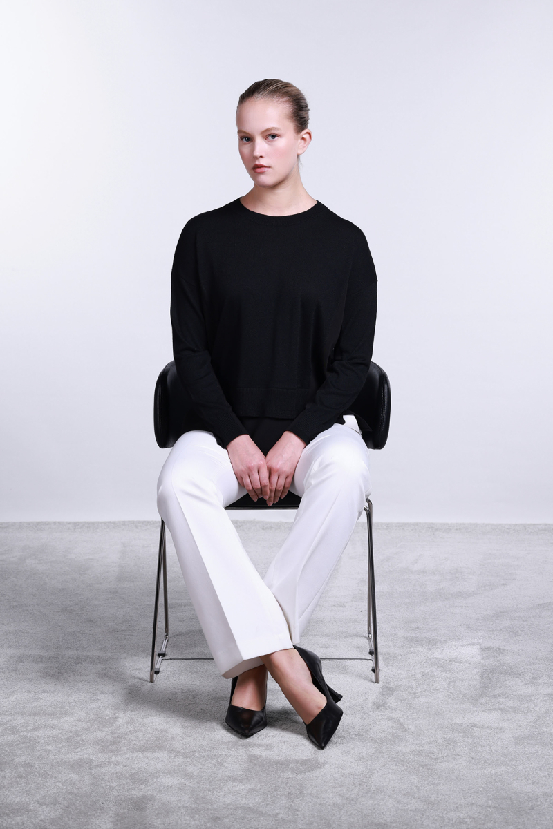 Sempre Kadın Bisiklet Yaka Uzun Kollu Yün Kazak 2724 Siyah-Siyah SİYAH-SİYAH