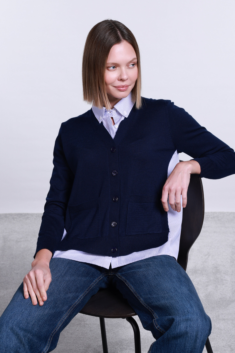 Sempre Kadın İç Gömlek Detaylı Yünlü Hırka 2725 Lacivert Lacivert