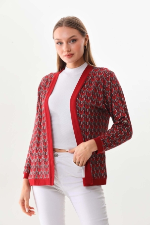 Sistas Kadın Desenli Kol Detaylı Ceket 23959 Bordo Bordo