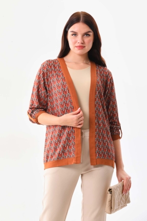 Sistas Kadın Desenli Kol Detaylı Ceket 23959 Camel Camel