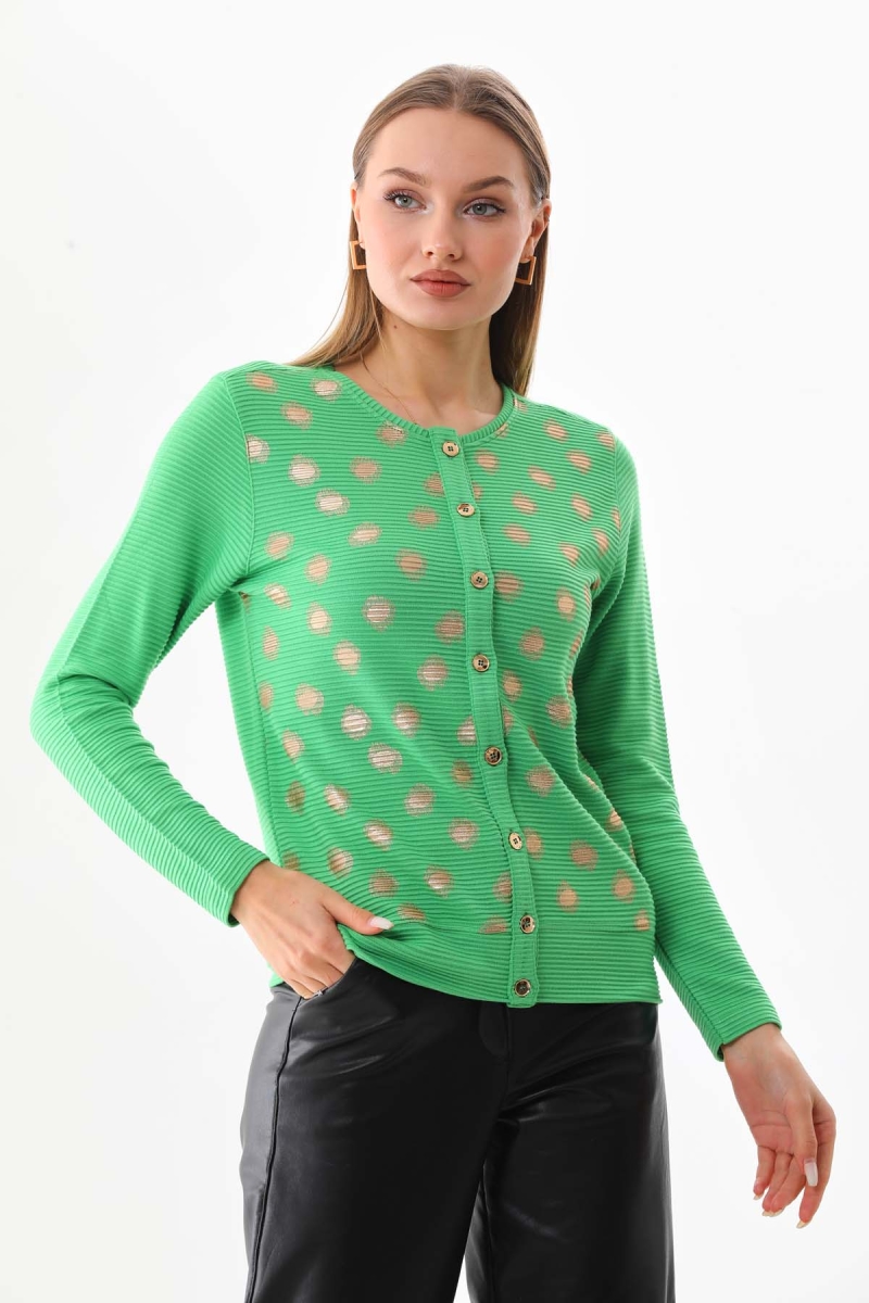 Sistas Kadın Gold Puantiyeli Uzun Kol Hırka 23977 Benetton BENETTON