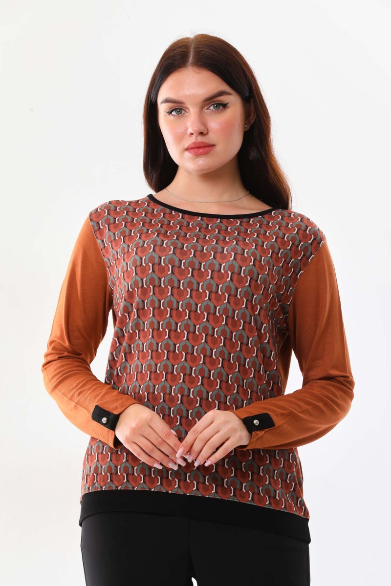 Sistas Kadın Kol Düğme Detaylı Uzun Kol Bluz 23542 Camel Camel