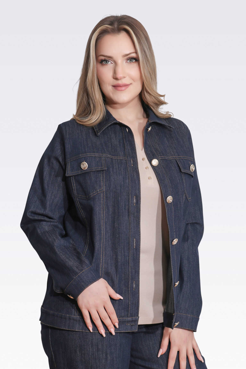 Tolga Saraçoğlu Kadın Şık Düğme Detaylı Denim Ceket 50166 Lacivert Lacivert