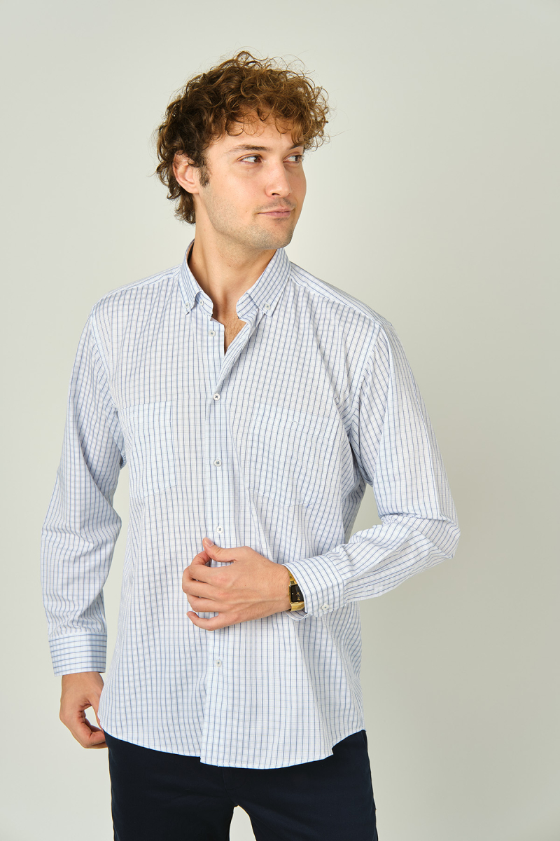 Two Hands Erkek Kareli Çift Cep Detaylı Uzun Kollu Pamuklu Gömlek 2144 Yeşil Yeşil