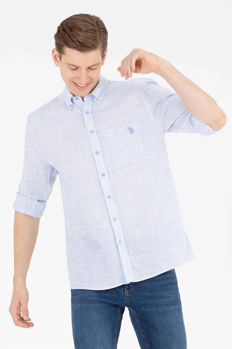 U.S. Polo Assn. Erkek Regular Fit %100 Pamuk Gömlek 1575234 Mavi Mavi
