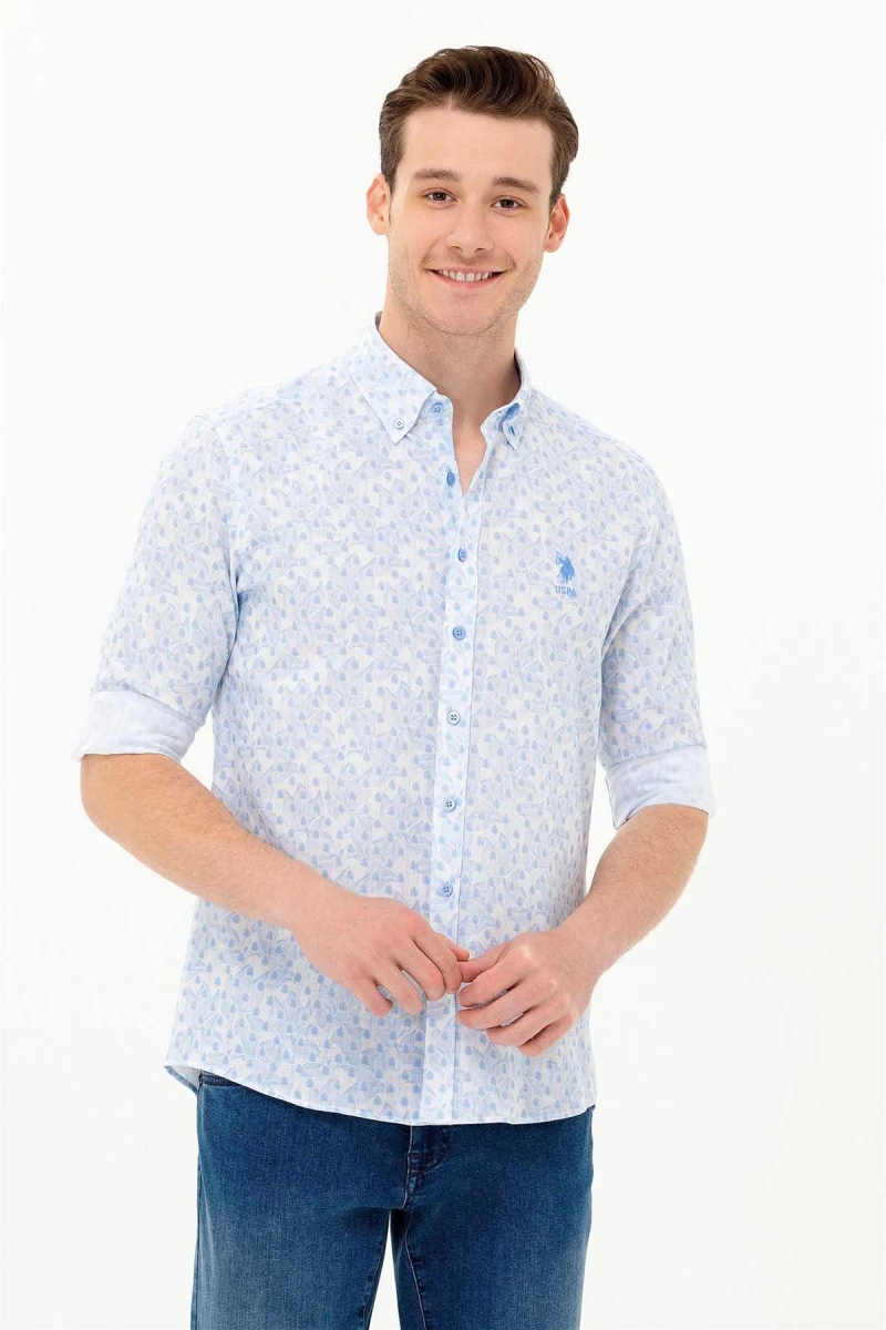 U.S. Polo Assn. Erkek Uzun Kollu Gömlek 1572116 Mavi Mavi