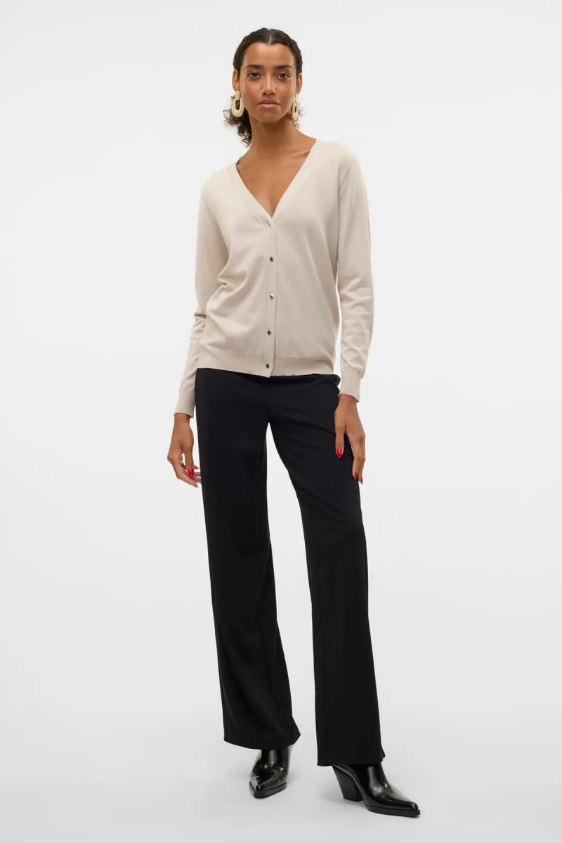 Vero Moda Kadın Vmberlın Beli Lastikli Geniş Paça Pantolon 10318454 Siyah Siyah