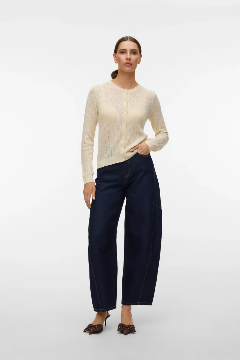 Vero Moda Kadın Vmnewlex Bisiklet Yaka Uzun Kollu Hırka 10340562 Ekru Ekru