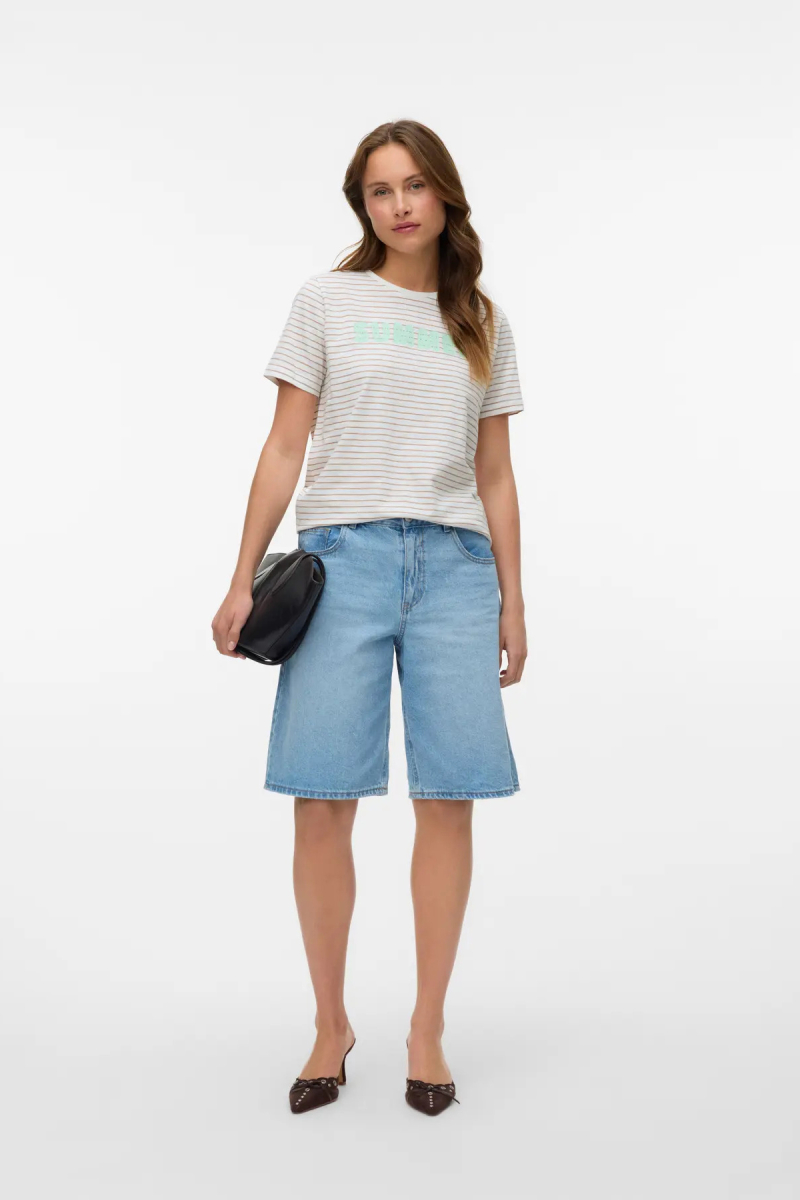 Vero Moda Kadın Vmsımone Kısa Kollu %100 Pamuk T-Shirt 10328170 Beyaz Beyaz