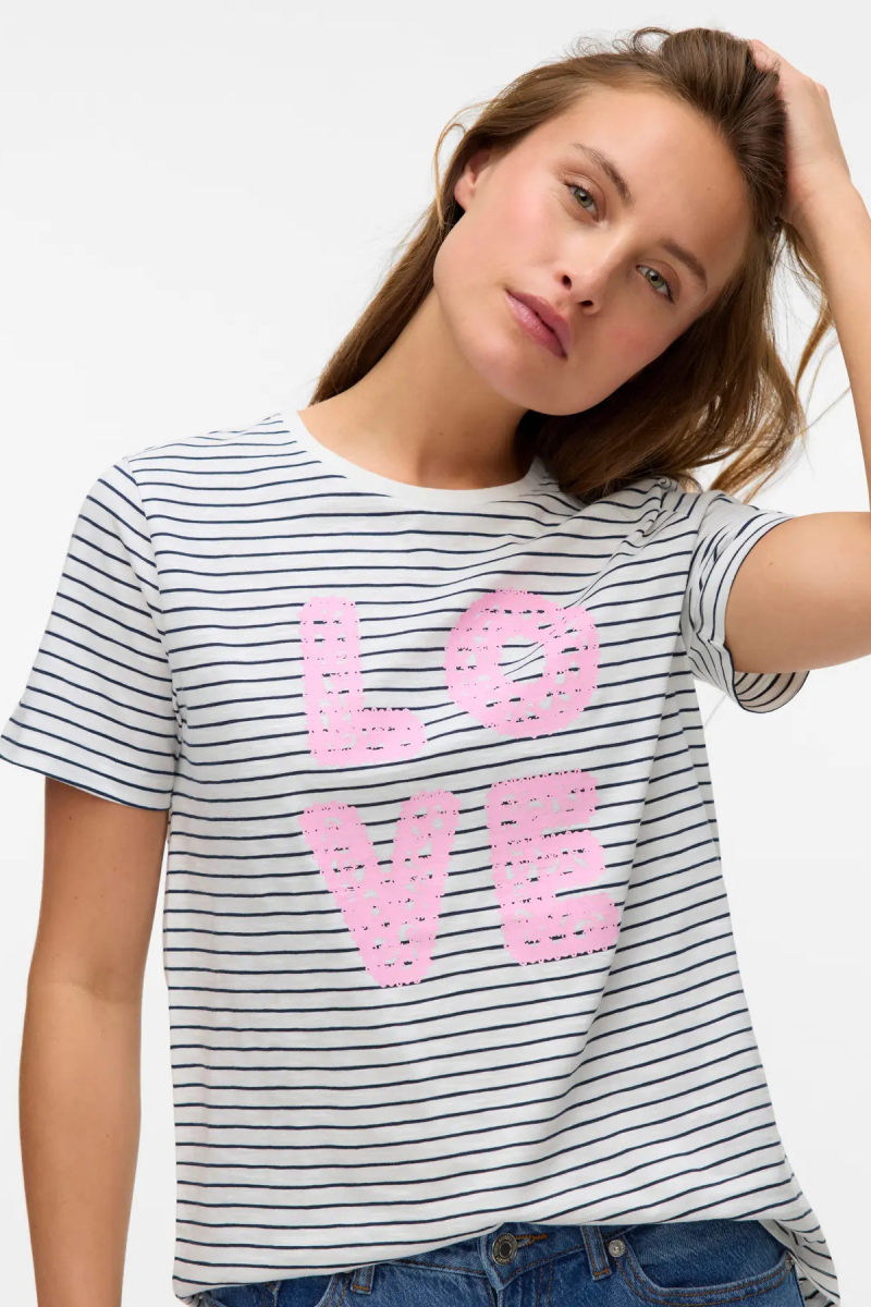 Vero Moda Kadın Vmsımone Kısa Kollu %100 Pamuk T-Shirt 10328170 Ekru Ekru