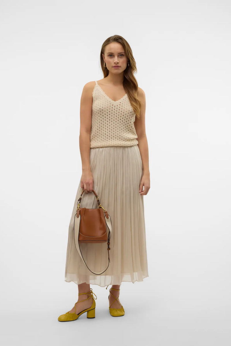 Vero Moda Kadın Vmvıps Pileli Beli Lastikli Maxi Etek 10328017 Taş Taş