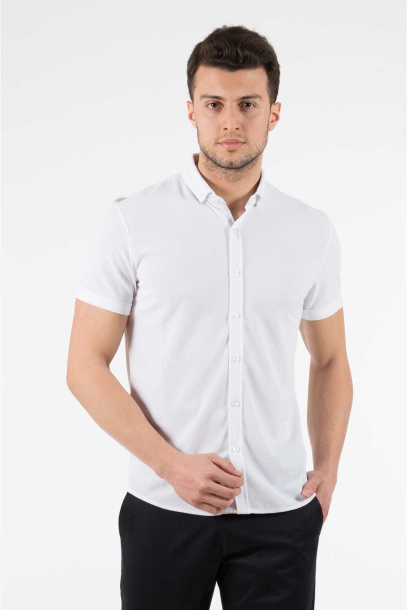Wemsey Erkek Slim Fit Gömlek 12301 Beyaz Beyaz
