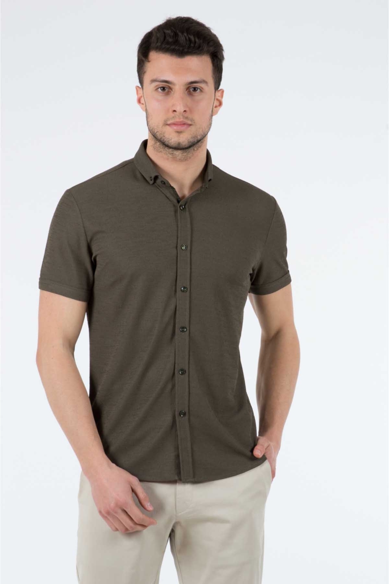 Wemsey Erkek Slim Fit Gömlek 12301 Haki Haki