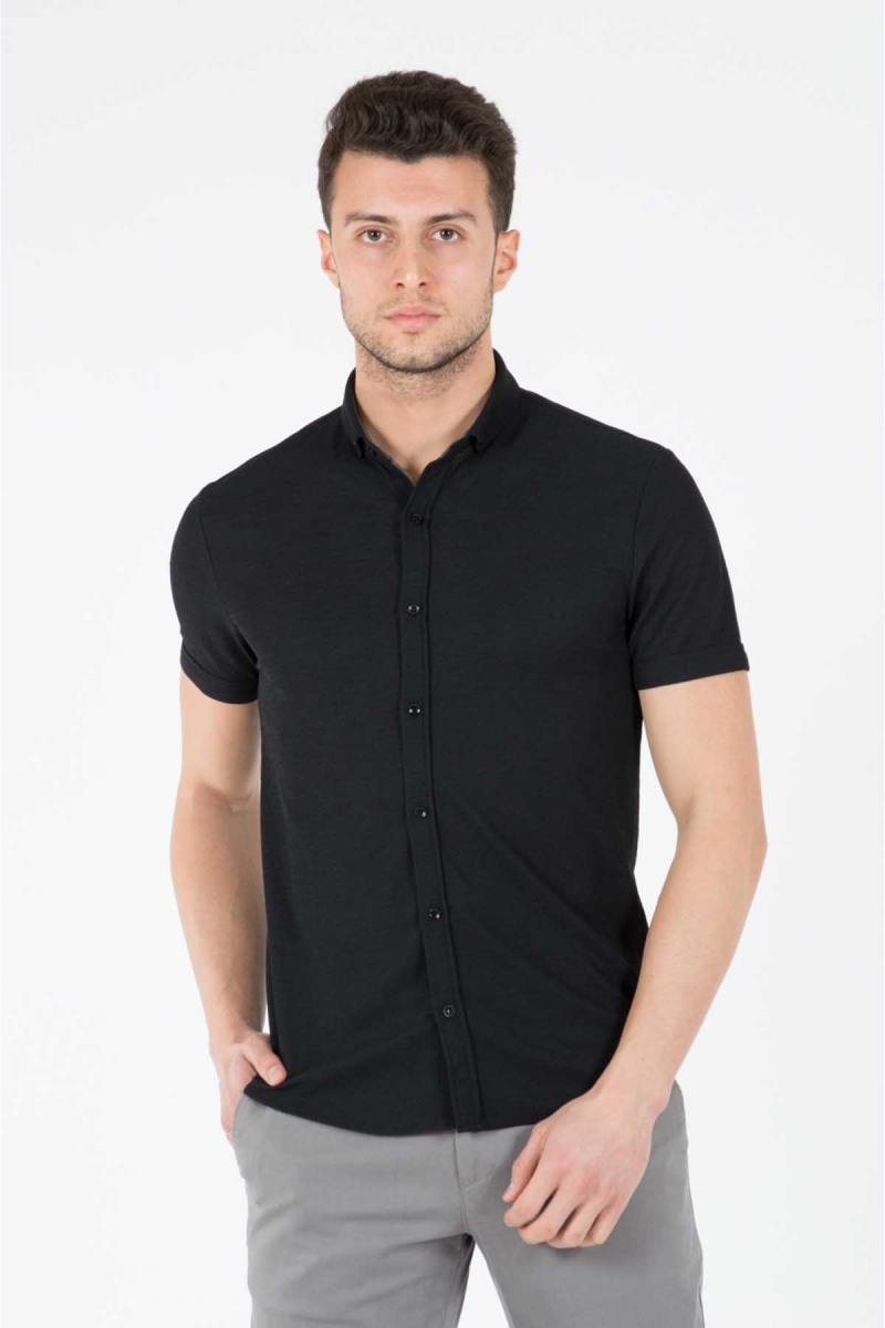Wemsey Erkek Slim Fit Gömlek 12301 Siyah Siyah