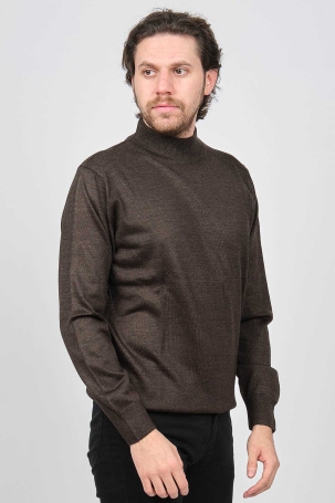 Woolen World Erkek Balıkçı Yaka Yün Kazak 5590103 Kahverengi Kahverengi